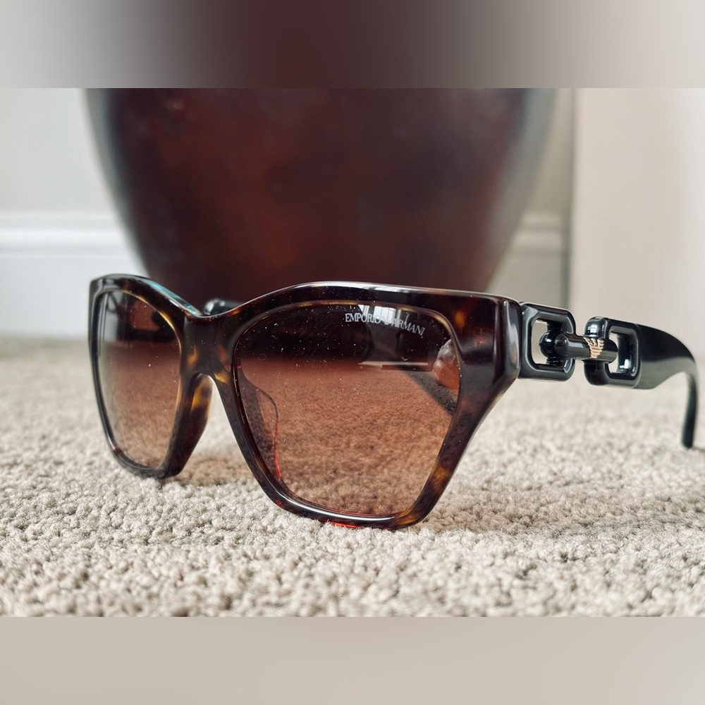 Emporio Armani Brown Sunglasses Classic Aviator Style
